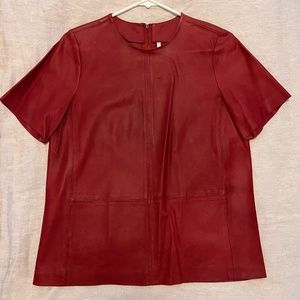 Leather T-shirt, Red, size small